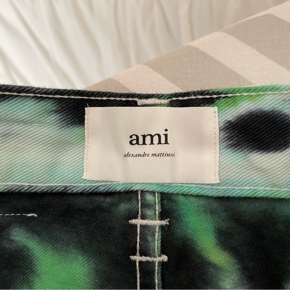 AMI ALEXANDRE MATTIUSSI Alex Jeans Wide Leg Low Rise Tie Dye Rigid Denim Size 27 - Picture 3 of 11